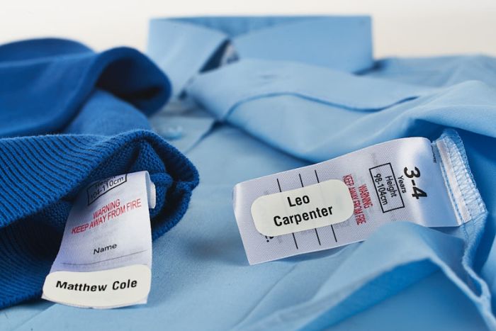 Personalised stick on school uniform,care home name labels for clothes etc